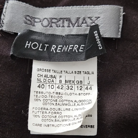 Max Mara SportMax Cotton Empire Midi Dress Size 10 Brown Quiet Luxury Regency - Picture 10 of 12